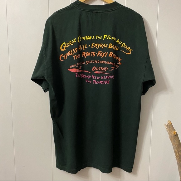 Vintage 1997 Smokin Grooves Band Tee Cypress Hill OutKast Concert Green Tour 97 - Picture 5 of 13